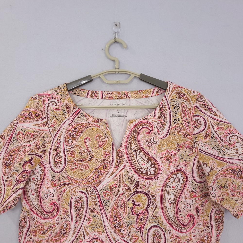 Talbots Split Neck Tee Plus Size 1x Sprinkle Pais… - image 4